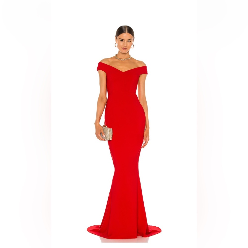 Nookie Strapless Off-Shoulder Red Mermaid Gown